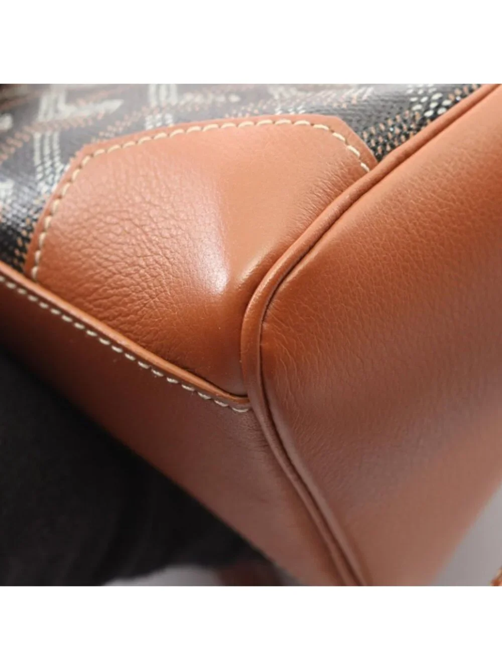 Goyard Handbag Saigon Mini 2-Way Black Brown Canvas Leather Soft